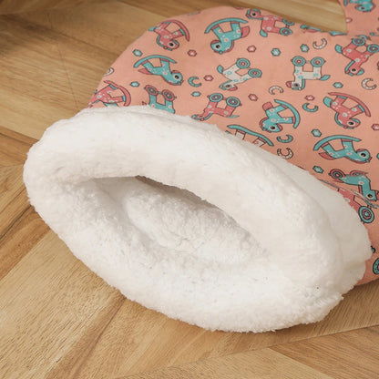 Saco nido rosa estampado con forro de peluche
